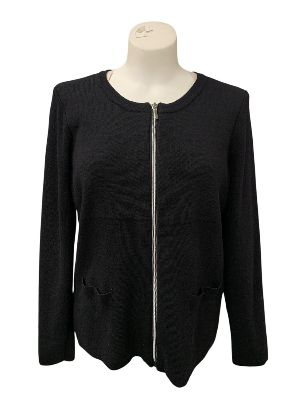 cleo Black Zip-Front Knit Top